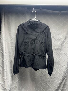 Calia Hooded Windbreaker Jacket Pure Black Women's Size S